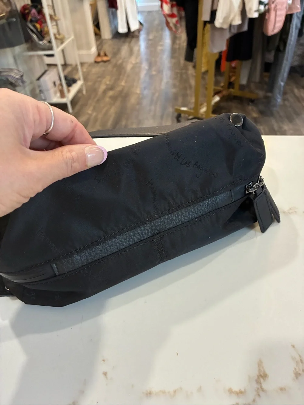 Hammitt Los Angeles Black Nylon Toiletry Bag with Red Accent